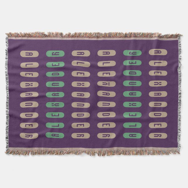Manta Nome Personalizado do Verde Roxo Geométrico Modern (Frente)