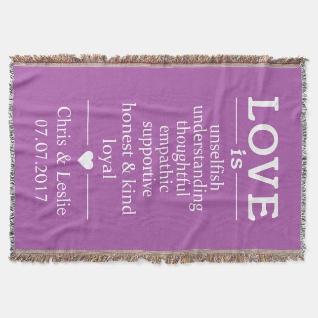 Manta O Amor é ... nomes personalizados, data e lança-co (Frente)