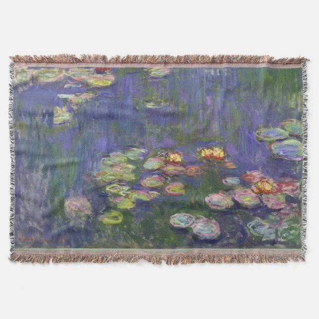 Manta Obra-prima de pintura Lírios de Água de Monet (Frente)