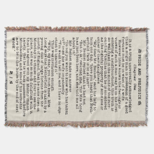 Manta Orgulho de Jane Austen e citações da literatura do