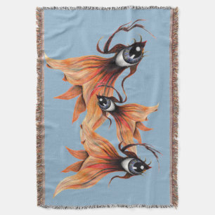 Manta Ouro Surreal Goldfish Fantástico Art Qualquer Cor