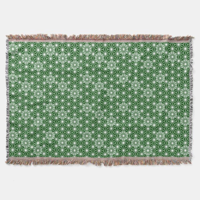 Manta Padrão Asanoha japonês - verde-pinho (Frente)