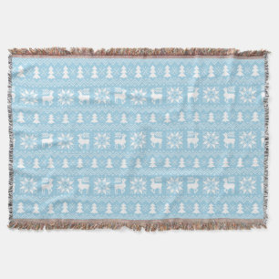 Manta Padrão Azul Inspirado no Natal Cozy Winter