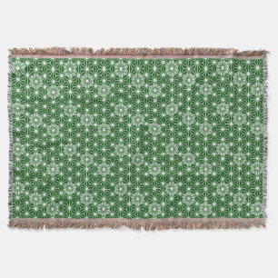 Manta Padrão de Asanoha japonês - verde-pinho