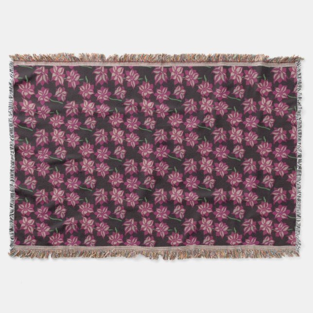 Manta Padrão de Dália Rosa e Branca (Frente)