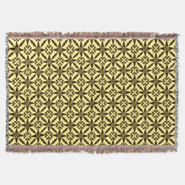 Manta Padrão de estrela Ikat - Castanho e Amarelo (Frente)