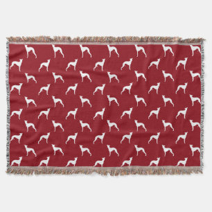 Manta Padrão de Silhuetas de Cachorro Whippet Vermelho e