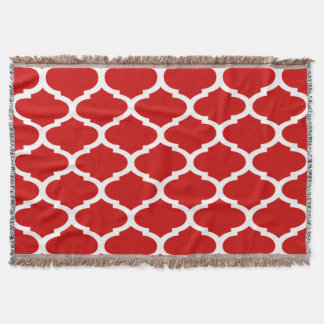 Manta Padrão de Treliça Quatrefoil Vermelho e Branco