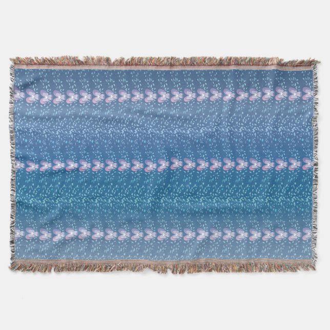 Manta Padrão de wallpaper de Violetas Florais Azuis Vint (Frente)