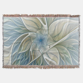 Manta Padrão Floral Sonho Abstrato Azul Caqui Fractal
