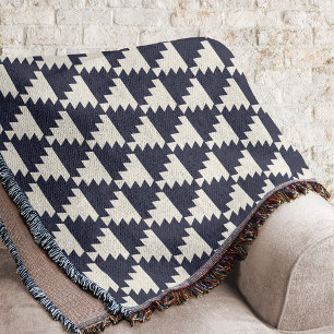 Manta Padrão Geométrico Aztec Aztec Azul-Noite
