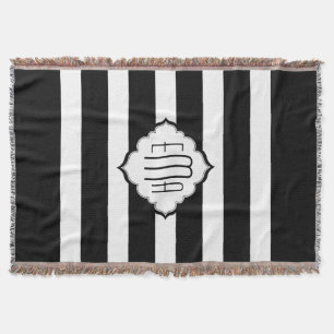 Manta Padrão Geométrico de Stripes Pretas e Brancas