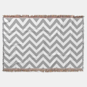 Manta Padrão Grande Chevron ZigZag de Cinza Escura