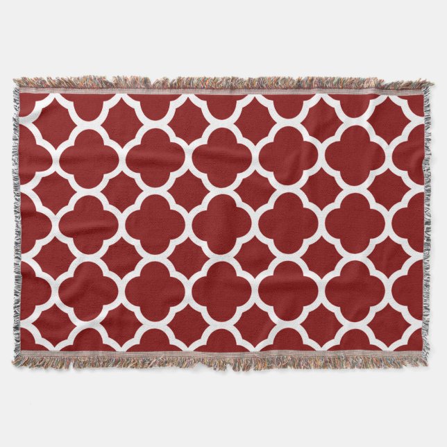 Manta Padrão Quatrefoil Bege Escuro e Branco (Frente)