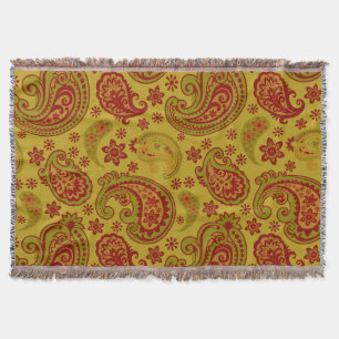 Manta Paisley bonito   Borgonha coa de limão verde-oliv