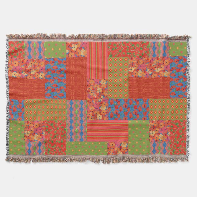 Manta Papéis nostálgicos Lança-lenha Faux-patchwork (Frente)