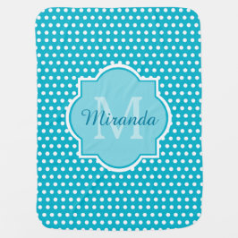 Manta Para Bebe Monograma à moda das bolinhas de turquesa com nome