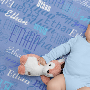 Manta Para Bebe Nomes de Cores de Menino Personalizados, Azul Pers