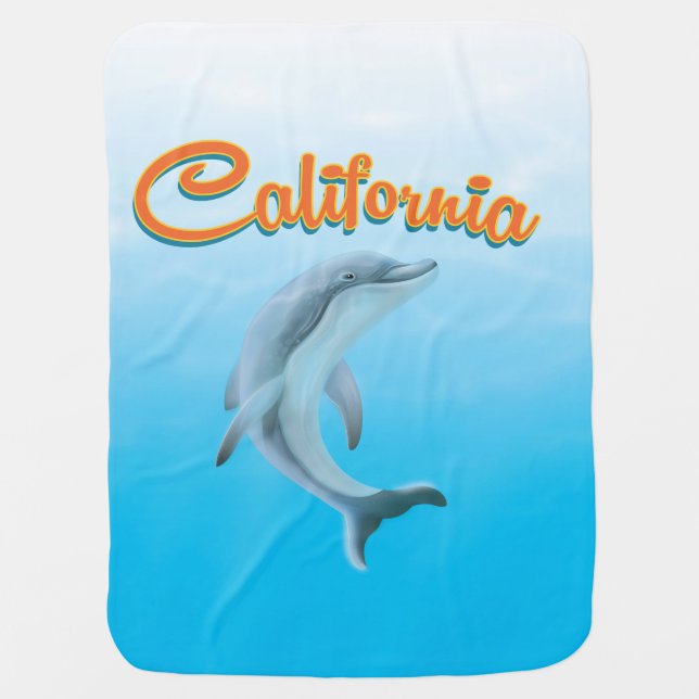 Manta Para Bebe Poster de viagens Vintage California Dolphin (Frente)