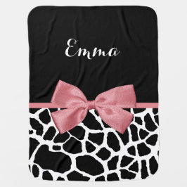 Manta Para Bebe Trendy Giraffe Impressão Rosy Arco Rosa Com Nome