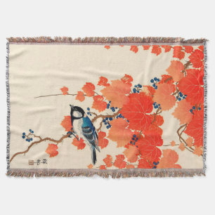 Manta Pássaro de Jay do japonês do vintage e vinha do