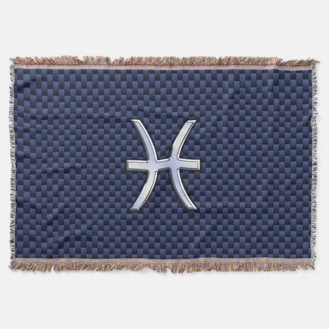 Manta Peixes de prata Zodiac Sinal Azul Fibra de carbono (Frente)