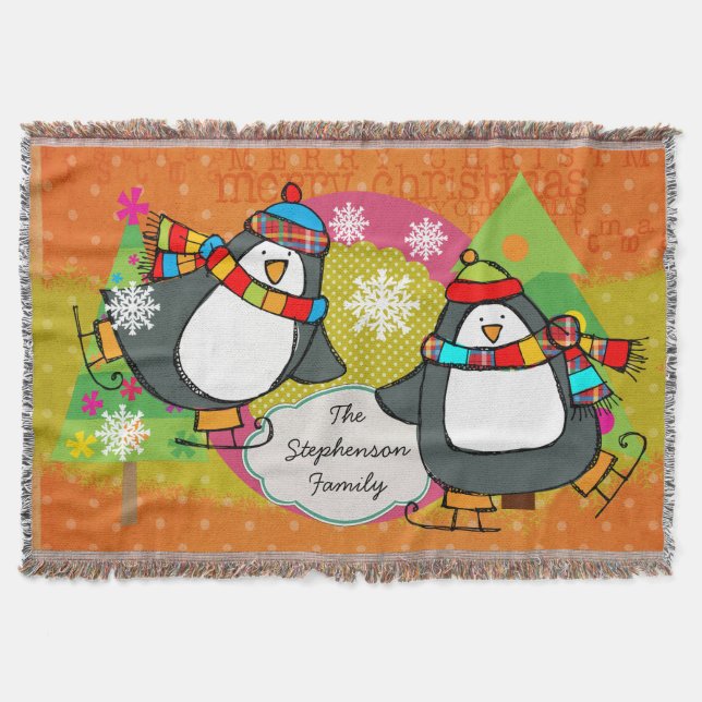 Manta Pinguins de patinação e árvores de Natal Protestos (Frente)