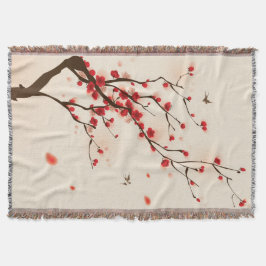 Manta Pintura ao estilo oriental, flor de ameixa na prim