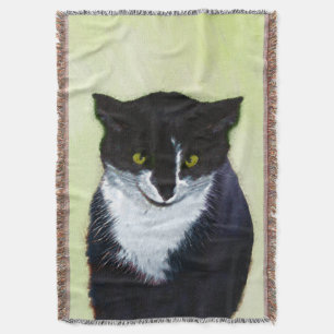 Manta Pintura de Gato Tuxedo - Arte de Gato Original Cus
