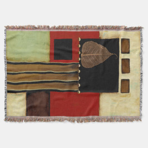 Manta Pintura de painel multicolorido com folha marrom