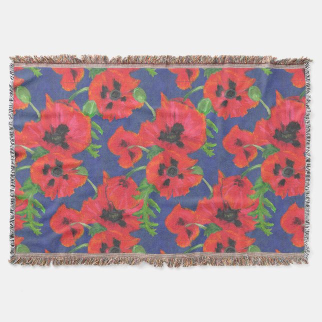 Manta Pópias Orientais Negras e Vermelhas Brilhantes (Frente)