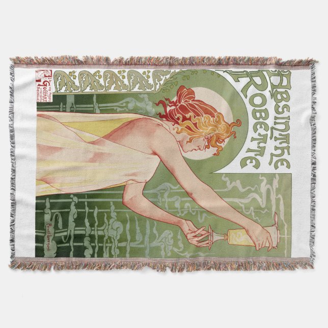 Manta Poster vintage 1896 de Robette do absinto (Frente)