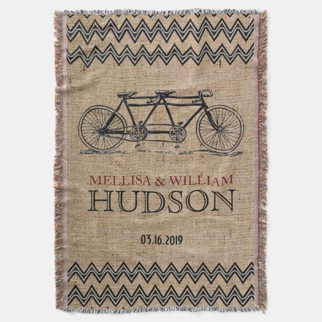 Manta Presente de Casamento de Chevron Zigzag Zigzag Tan (Frente Vertical)