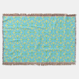 Manta Primavera Sunshine Daffodils Sky Blue Throw