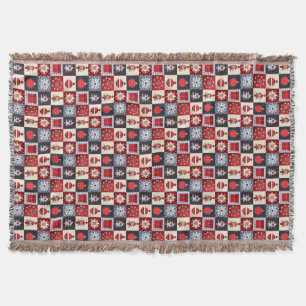 Manta Quilt de Patchwork de Natal de Gingham Whimsical