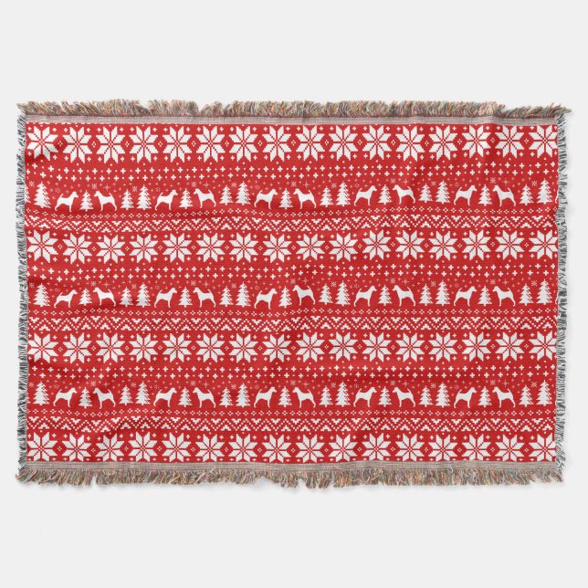 Manta Raposa Suave Cachorro Silhuettes Cachorro de Natal (Frente)