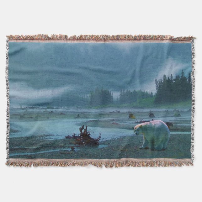 Manta Rare Spirit Bear e Misture River Wildlife Scene (Frente)