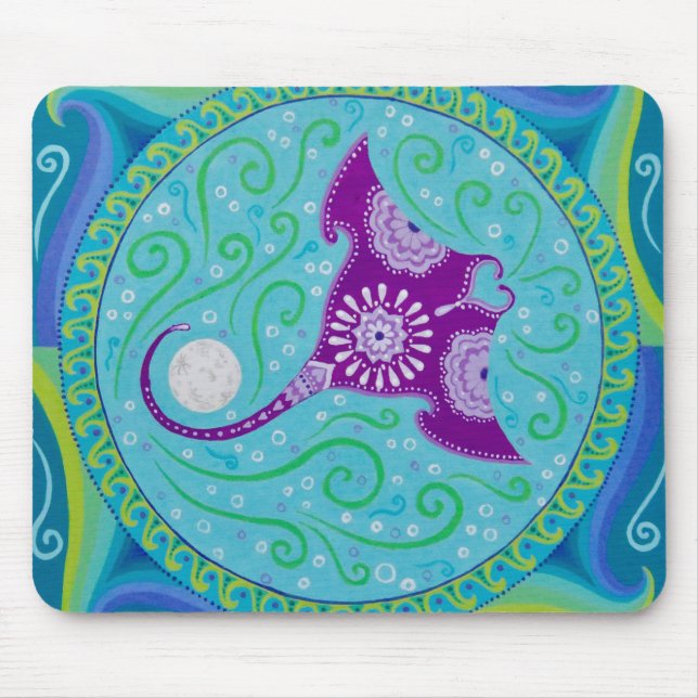 Manta Ray Mandala mousepad de Soozie Wray (Frente)