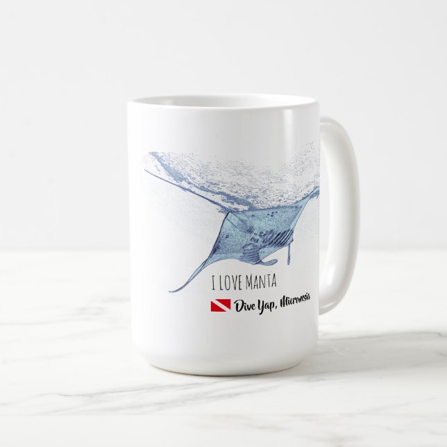 Manta ray silhoule fosco caneca de café (Frente Esquerda)