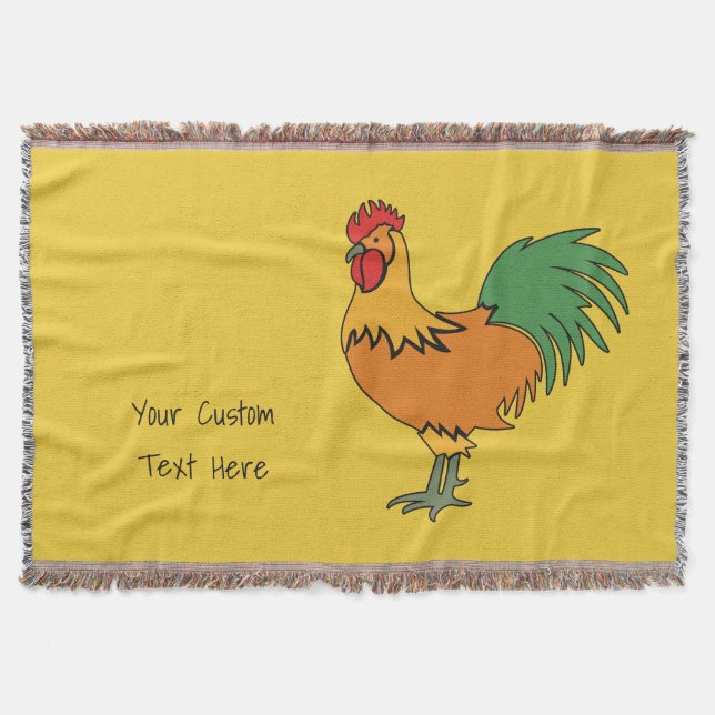 Manta Rooster texto personalizado e borda de cores (Frente)