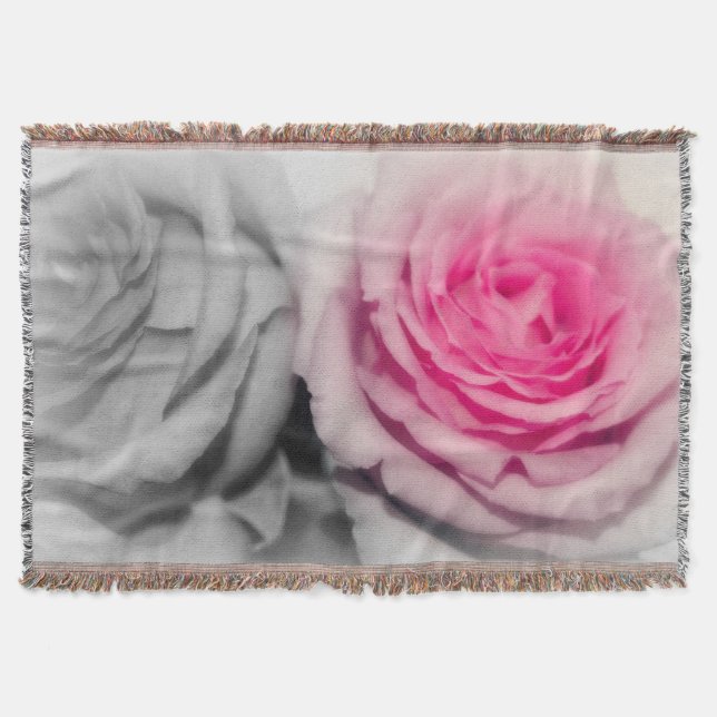Manta Rosas Jogam Aberto/Rosa e Cinzas (Frente)