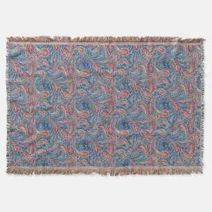 Manta Sarja de Nimes vermelha, branca e azul de Paisley