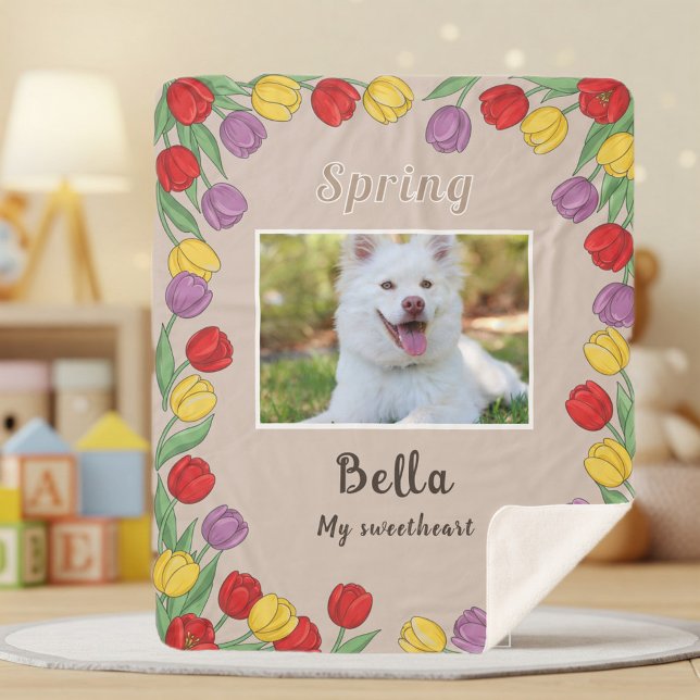 Manta Sherpa Personalized Floral Blanket for Dog L (Criador carregado)