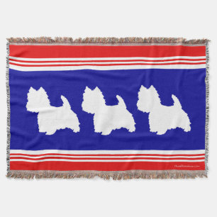 Manta Silhueta Westie Vermelha, Branca, Azul