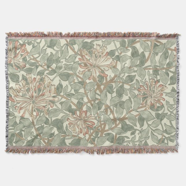 Manta Suave Verde Vintage William Morris Honeysuckle (Frente)