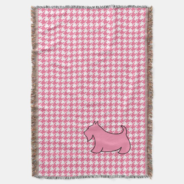 Manta Terrier Scotty Dog Bedroom Blanket, cor-de-rosa, (Frente Vertical)
