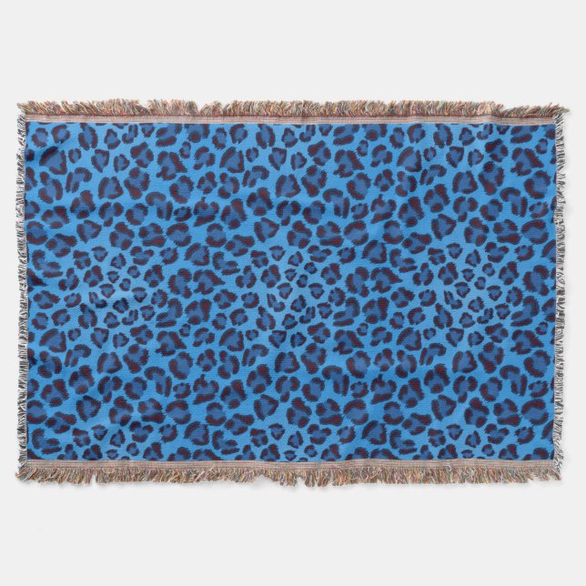 Manta teste padrão azul da textura do leopardo (Frente)