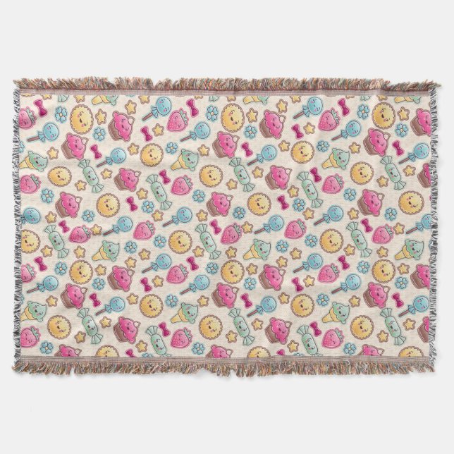 Manta Teste padrão da criança de Kawaii com doodles (Frente)