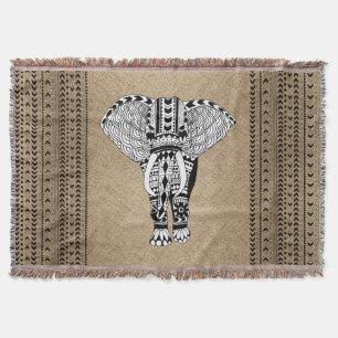 Manta Teste padrão étnico do elefante tribal