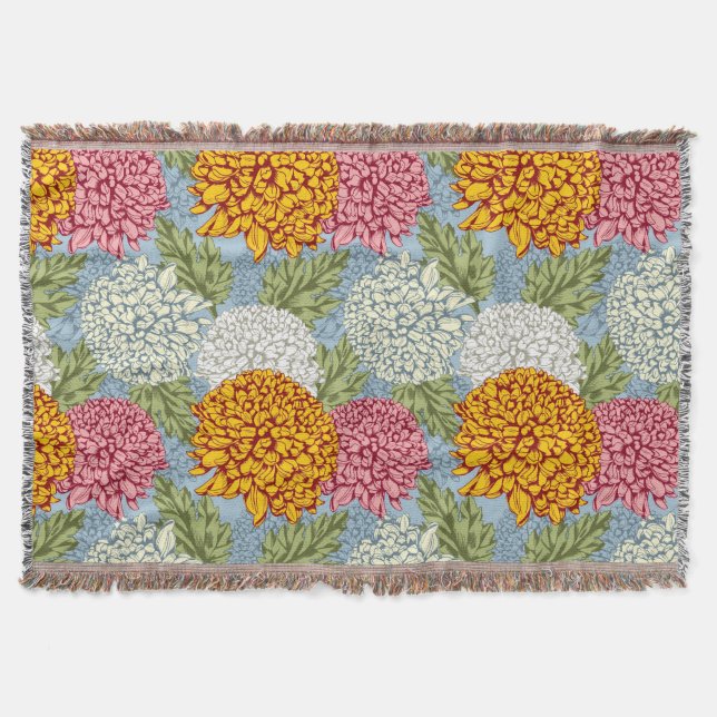 Manta Teste padrão excelente com crisântemos (Frente)